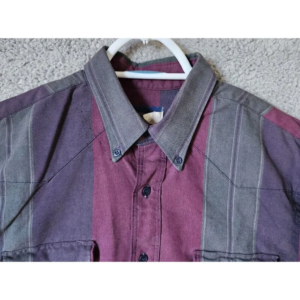 VTG Wrangler Gold Multicolor Striped Western Button Down LS Shirt Size XL‎